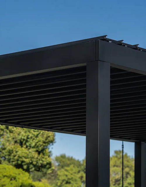 Load image into Gallery viewer, Sarasota 14-Ft W X 10-Ft L X 8-Ft 2-In H Black Metal Freestanding Pergola with Canopy
