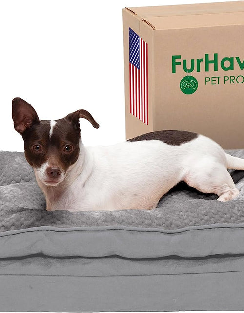 Load image into Gallery viewer, Pet Bed for Dogs and Cats - Plush Minky Faux Fur and Suede Pillow Top Cushion Mattress Egg Crate Orthopedic Dog Bed, Removable Machine Washable Cover - Titanium Gray, Medium
