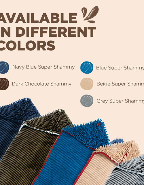Load image into Gallery viewer, Soggy Doggy Super Shammy Dog Towel, Washable Microfiber Dog Towels for Drying Dogs and Cleaning Paws, Fast-Drying Dog Bath Towel with Hand Pockets, Beige/Red Trim, 31 X 14 Inches
