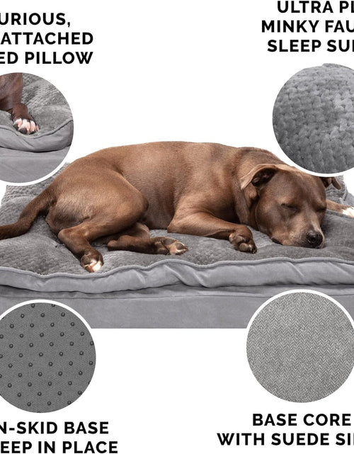 Load image into Gallery viewer, Pet Bed for Dogs and Cats - Plush Minky Faux Fur and Suede Pillow Top Cushion Mattress Egg Crate Orthopedic Dog Bed, Removable Machine Washable Cover - Titanium Gray, Medium
