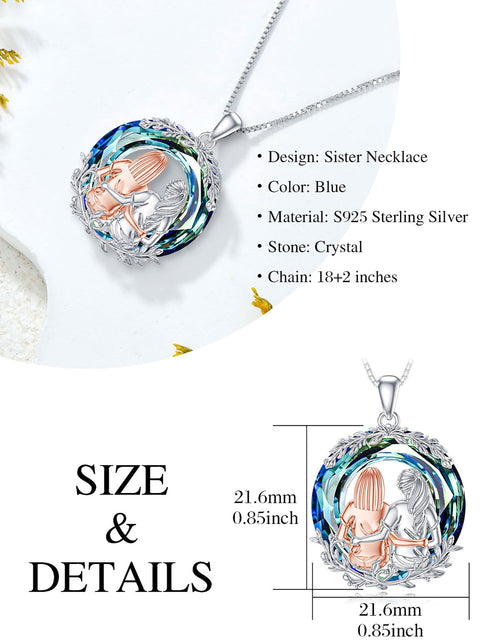 Load image into Gallery viewer, Christmas Gifts from Sisters 925 Sterling Silver Created Opal Always My Sister Forever My Friend Sister Necklace Jewelry Christmas Gifts

