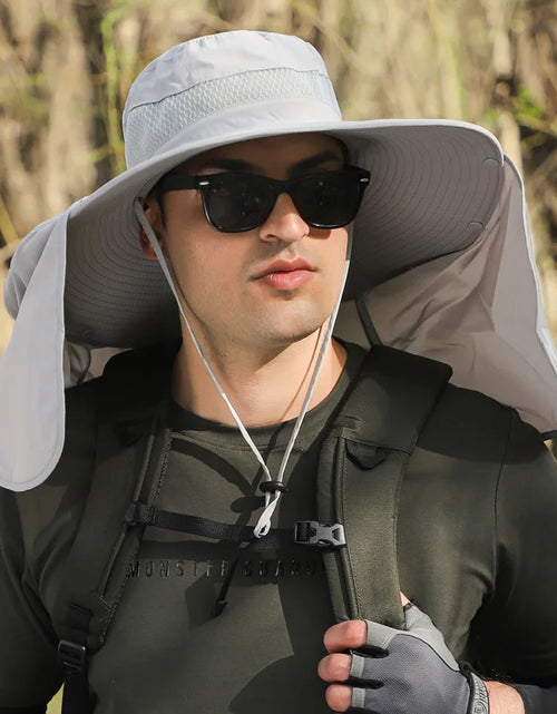 Load image into Gallery viewer, Large Shawl Sunscreen Neck Protection Big Brim Sun Hat Outdoor Leisure Mountaineering Fishing Cap Men Waterproof Fisherman Hats
