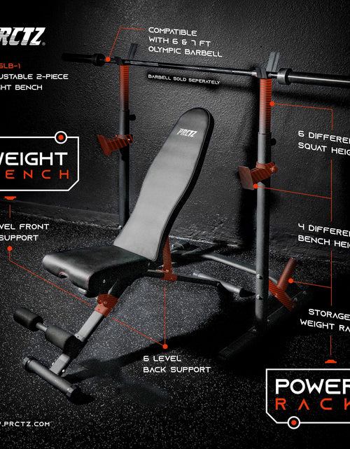 Load image into Gallery viewer, Two-Piece Olympic Weight Bench with Squat Rack, Foldable FID Bench, and Weight Storage
