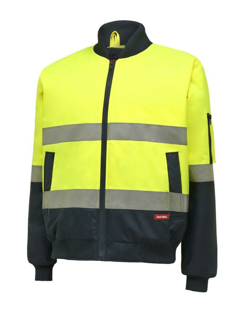 Load image into Gallery viewer, Bomber Jacket Taped Hi-Vis 2 Tone Work Quilted Waterproof Y06675 - Yellow &amp; Navy
