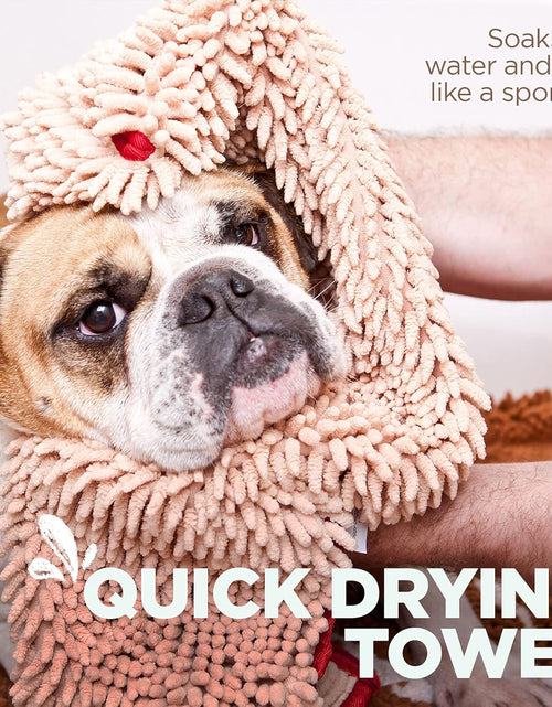 Load image into Gallery viewer, Soggy Doggy Super Shammy Dog Towel, Washable Microfiber Dog Towels for Drying Dogs and Cleaning Paws, Fast-Drying Dog Bath Towel with Hand Pockets, Beige/Red Trim, 31 X 14 Inches
