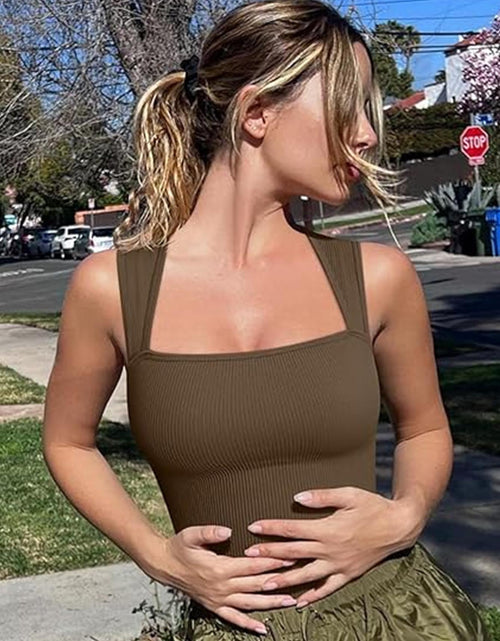 Load image into Gallery viewer, Women&#39;S One-Piece Set Sleeveless Square Neck Skinny Yoga Bodysuit, Women&#39;S Sportswear Clothing
