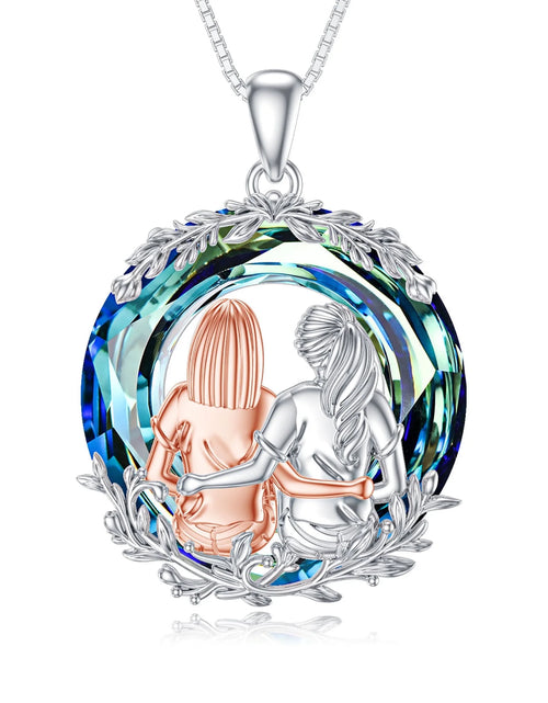 Load image into Gallery viewer, Christmas Gifts from Sisters 925 Sterling Silver Created Opal Always My Sister Forever My Friend Sister Necklace Jewelry Christmas Gifts
