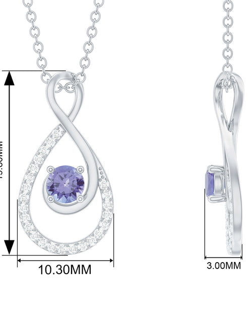 Load image into Gallery viewer, Tanzanite and Diamond Teardrop Pendant Necklace for Women, 14K White Gold
