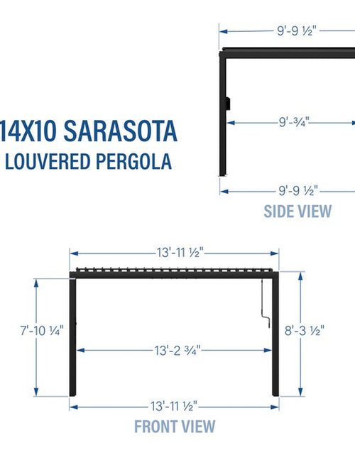 Load image into Gallery viewer, Sarasota 14-Ft W X 10-Ft L X 8-Ft 2-In H Black Metal Freestanding Pergola with Canopy
