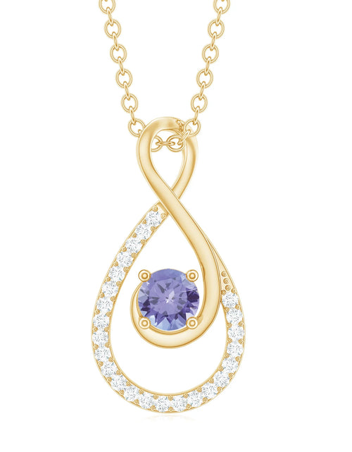 Load image into Gallery viewer, Tanzanite and Diamond Teardrop Pendant Necklace for Women, 14K White Gold
