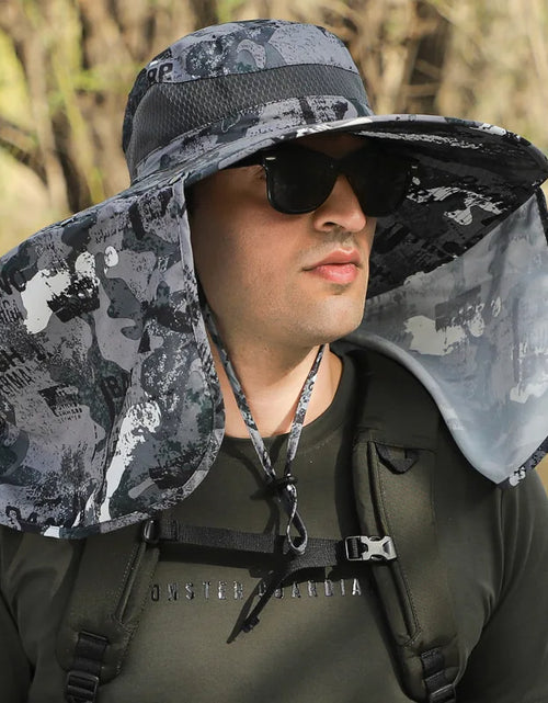 Load image into Gallery viewer, Large Shawl Sunscreen Neck Protection Big Brim Sun Hat Outdoor Leisure Mountaineering Fishing Cap Men Waterproof Fisherman Hats
