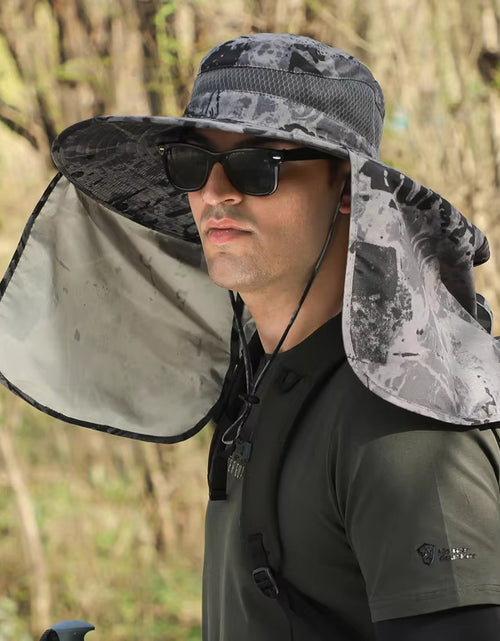 Load image into Gallery viewer, Large Shawl Sunscreen Neck Protection Big Brim Sun Hat Outdoor Leisure Mountaineering Fishing Cap Men Waterproof Fisherman Hats
