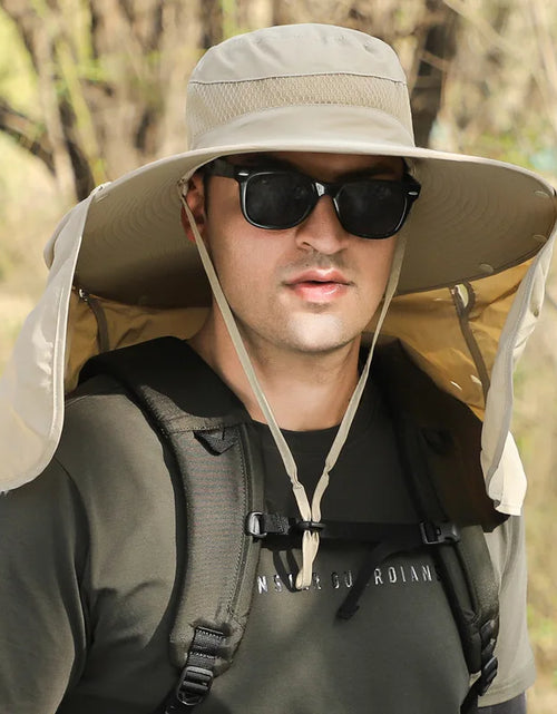 Load image into Gallery viewer, Large Shawl Sunscreen Neck Protection Big Brim Sun Hat Outdoor Leisure Mountaineering Fishing Cap Men Waterproof Fisherman Hats
