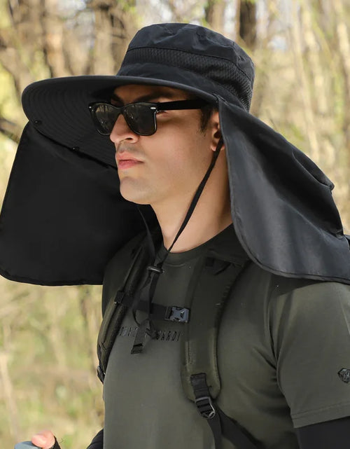 Load image into Gallery viewer, Large Shawl Sunscreen Neck Protection Big Brim Sun Hat Outdoor Leisure Mountaineering Fishing Cap Men Waterproof Fisherman Hats

