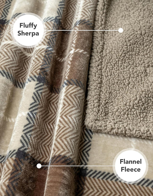 Load image into Gallery viewer, Waterproof Dog Blanket for Bed, Couch, Sofa | Waterproof Dog Bed Cover for Large Dogs, Puppies | Checkered Sherpa Fleece Pet Blanket Furniture Protector | Reversible | 80 X 60 (Taupe)
