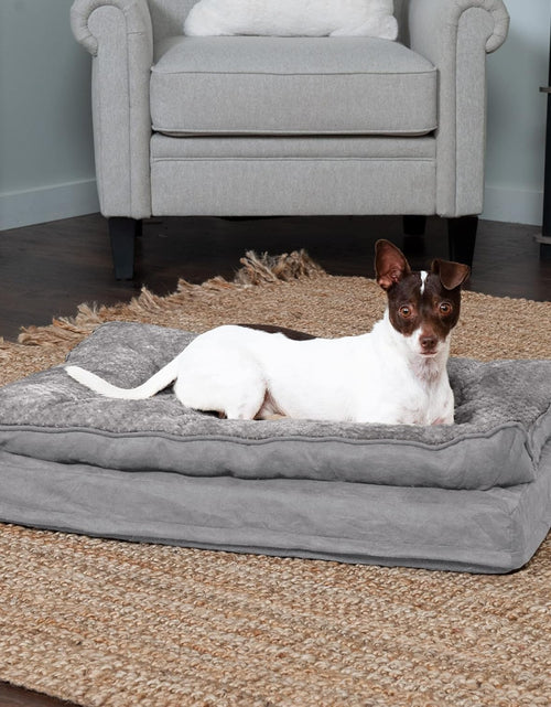 Load image into Gallery viewer, Pet Bed for Dogs and Cats - Plush Minky Faux Fur and Suede Pillow Top Cushion Mattress Egg Crate Orthopedic Dog Bed, Removable Machine Washable Cover - Titanium Gray, Medium

