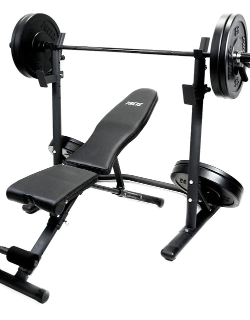 Load image into Gallery viewer, Two-Piece Olympic Weight Bench with Squat Rack, Foldable FID Bench, and Weight Storage
