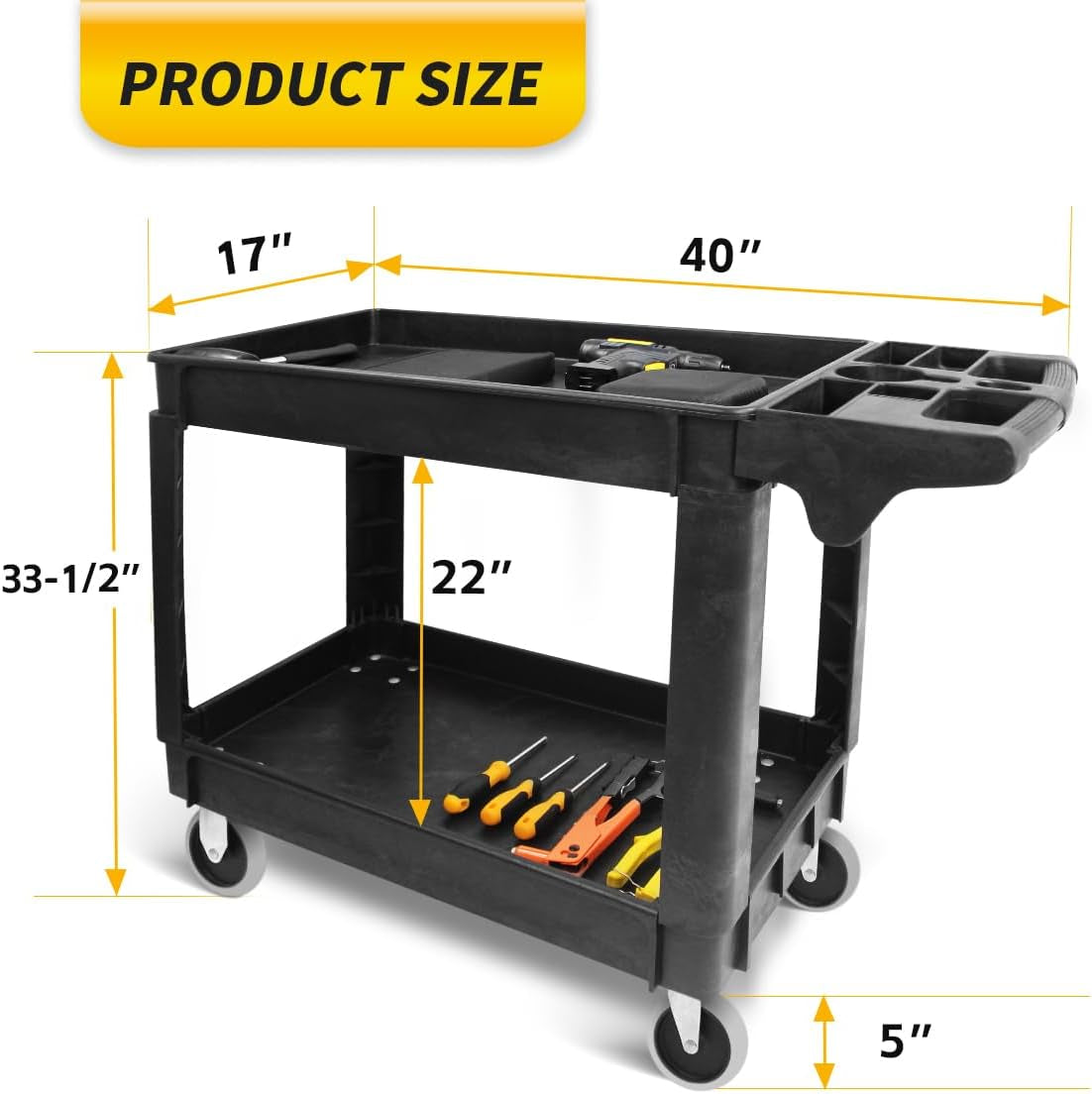80855 500-Pound Service Cart with Two Trays (40" X 17" Overall Dimensions)