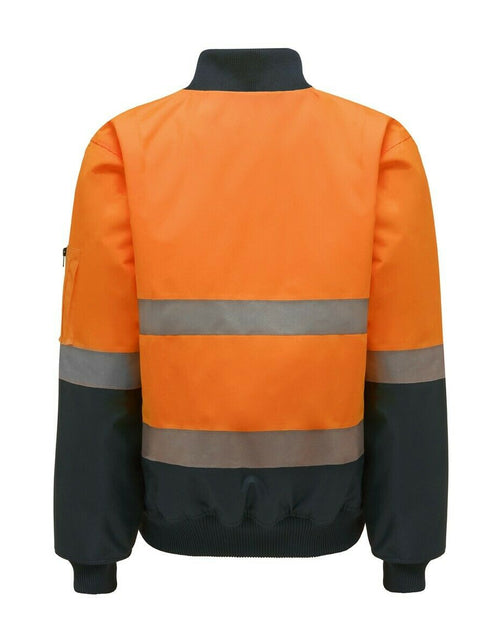 Load image into Gallery viewer, Bomber Jacket Taped Hi-Vis 2 Tone Work Quilted Waterproof Y06675 - Yellow &amp; Navy
