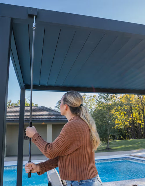 Load image into Gallery viewer, Sarasota 14-Ft W X 10-Ft L X 8-Ft 2-In H Black Metal Freestanding Pergola with Canopy
