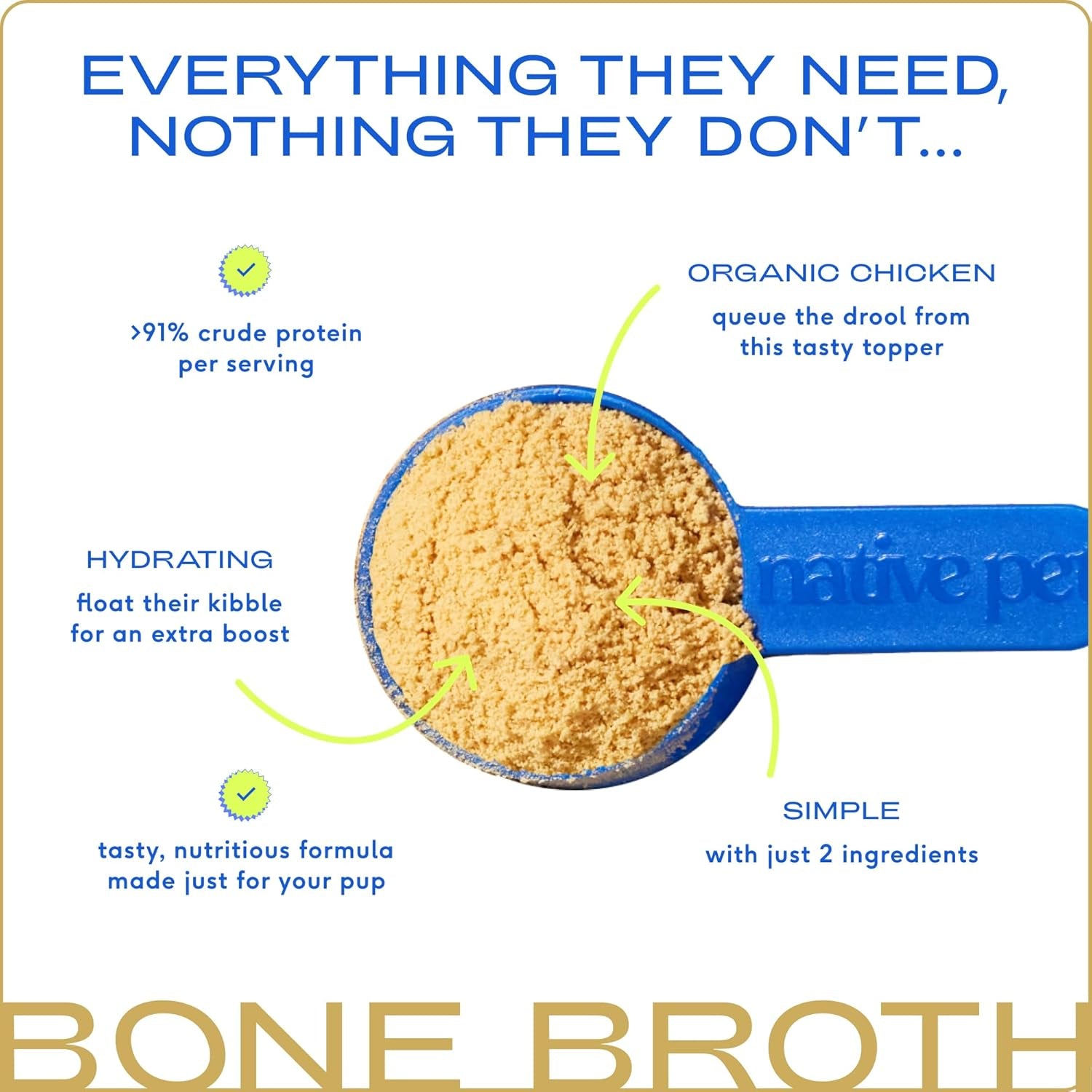 Bone Broth for Dogs and Cats – Dog Bone Broth Powder for Dog Food Topper for Picky Eaters – Cat and Dog Broth - Dog Gravy Topper for Dry Food – Chicken Broth for Dogs and Cast – 11.5 Oz
