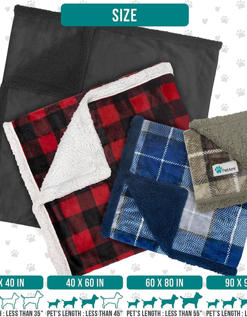 Load image into Gallery viewer, Waterproof Dog Blanket for Bed, Couch, Sofa | Waterproof Dog Bed Cover for Large Dogs, Puppies | Checkered Sherpa Fleece Pet Blanket Furniture Protector | Reversible | 80 X 60 (Taupe)
