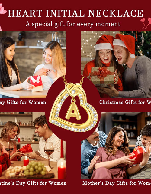 Load image into Gallery viewer, 14K Gold Plated Love Heart Initial Necklaces for Women Girlfriend Mom Wife Daughter CZ Hypoallergenic Bubble Letter a Necklace Pendant Birthday Mother&#39;S Day Jewelry Gifts for Her
