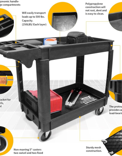 Load image into Gallery viewer, 80855 500-Pound Service Cart with Two Trays (40&quot; X 17&quot; Overall Dimensions)
