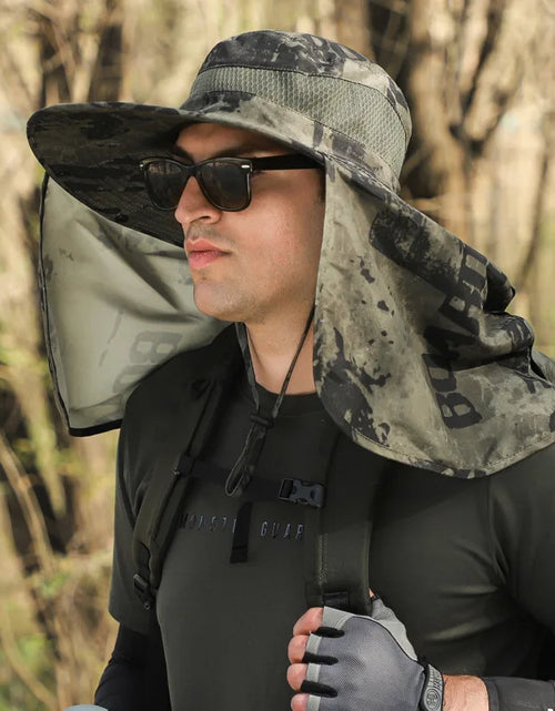 Load image into Gallery viewer, Large Shawl Sunscreen Neck Protection Big Brim Sun Hat Outdoor Leisure Mountaineering Fishing Cap Men Waterproof Fisherman Hats
