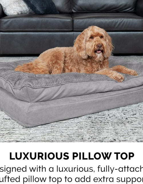 Load image into Gallery viewer, Pet Bed for Dogs and Cats - Plush Minky Faux Fur and Suede Pillow Top Cushion Mattress Egg Crate Orthopedic Dog Bed, Removable Machine Washable Cover - Titanium Gray, Medium
