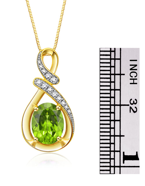 Load image into Gallery viewer, Necklaces for Women Yellow Gold Plated Silver Designer Necklace Gemstone &amp; Genuine Diamonds Pendant 18&quot; Chain 9X7MM Peridot August Birthstone Womens Jewelry Silver Necklace for Women
