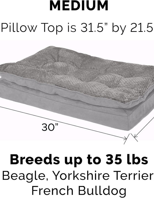 Load image into Gallery viewer, Pet Bed for Dogs and Cats - Plush Minky Faux Fur and Suede Pillow Top Cushion Mattress Egg Crate Orthopedic Dog Bed, Removable Machine Washable Cover - Titanium Gray, Medium
