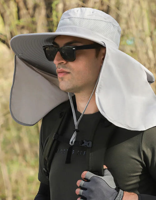 Load image into Gallery viewer, Large Shawl Sunscreen Neck Protection Big Brim Sun Hat Outdoor Leisure Mountaineering Fishing Cap Men Waterproof Fisherman Hats
