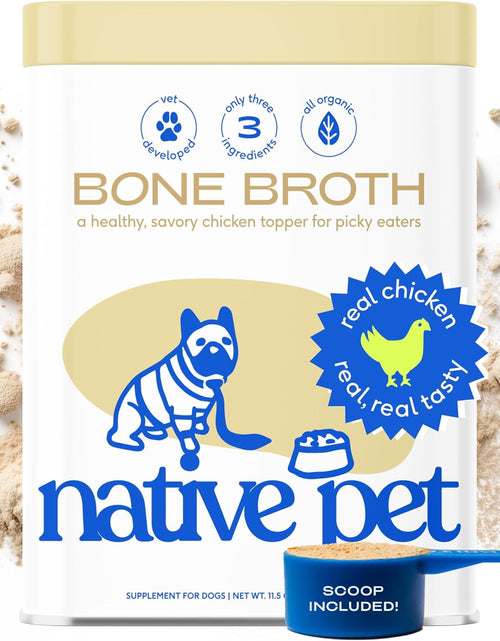 Load image into Gallery viewer, Bone Broth for Dogs and Cats – Dog Bone Broth Powder for Dog Food Topper for Picky Eaters – Cat and Dog Broth - Dog Gravy Topper for Dry Food – Chicken Broth for Dogs and Cast – 11.5 Oz
