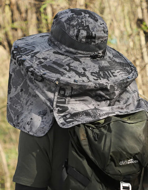 Load image into Gallery viewer, Large Shawl Sunscreen Neck Protection Big Brim Sun Hat Outdoor Leisure Mountaineering Fishing Cap Men Waterproof Fisherman Hats
