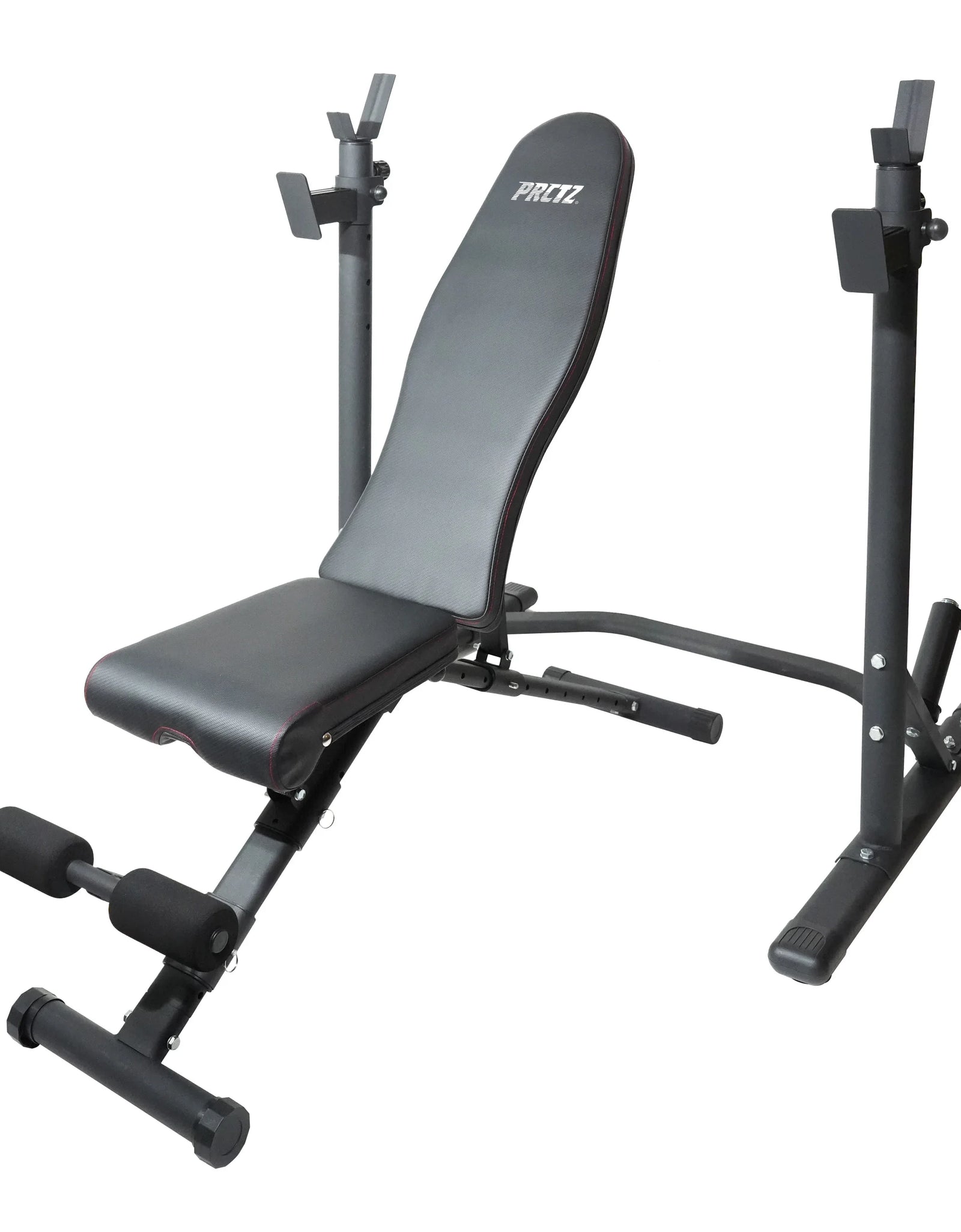 Two-Piece Olympic Weight Bench with Squat Rack, Foldable FID Bench, and Weight Storage