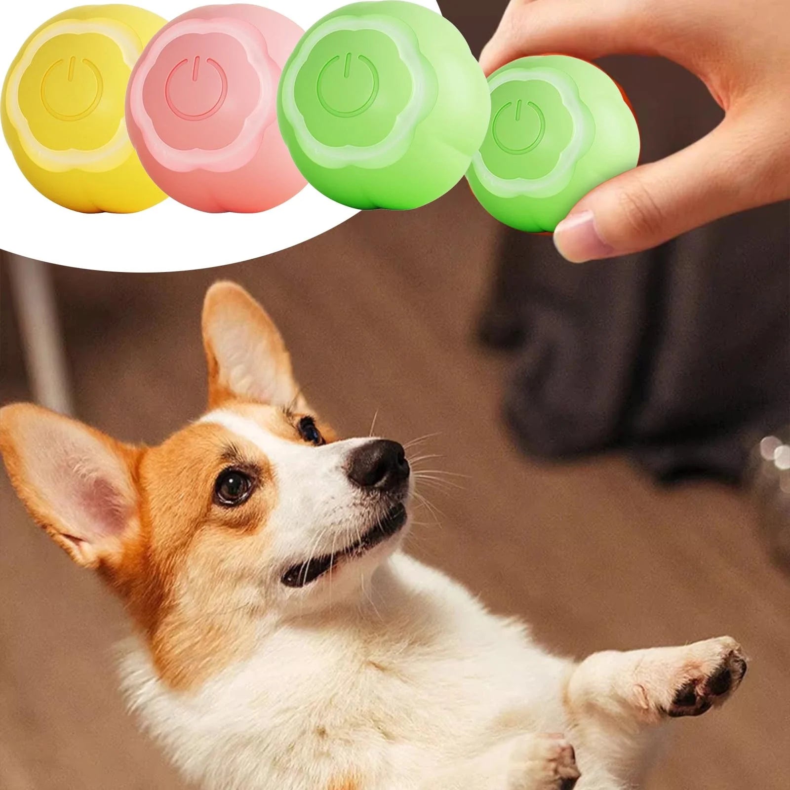 Pet Health and Wellness Products Clearance Automatic Smart Teasing Dog Ball Gravity Intelligent Jump Ball Electric Charging Dog Toy Pink