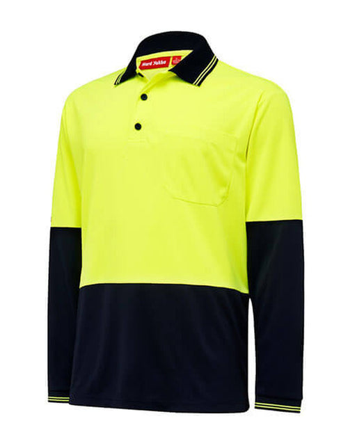 Load image into Gallery viewer, Hi Vis 2 Tone Lsl Micro Mesh Polo(Y19610) - Yellow/Navy
