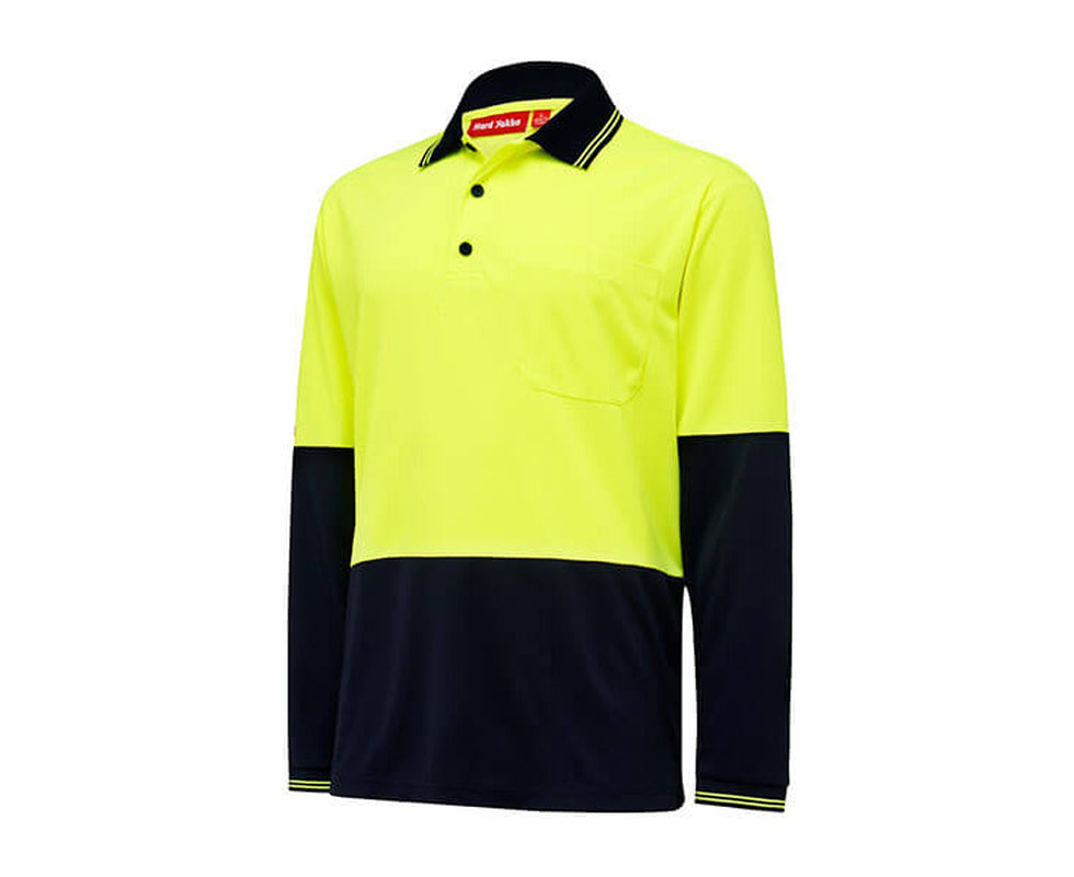 Hi Vis 2 Tone Lsl Micro Mesh Polo(Y19610) - Yellow/Navy