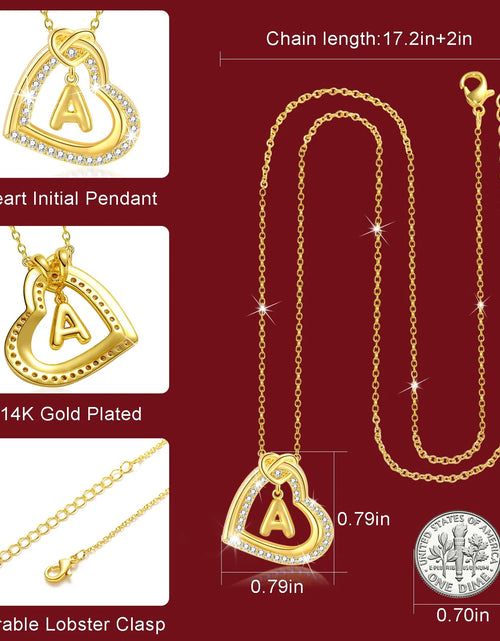 Load image into Gallery viewer, 14K Gold Plated Love Heart Initial Necklaces for Women Girlfriend Mom Wife Daughter CZ Hypoallergenic Bubble Letter a Necklace Pendant Birthday Mother&#39;S Day Jewelry Gifts for Her
