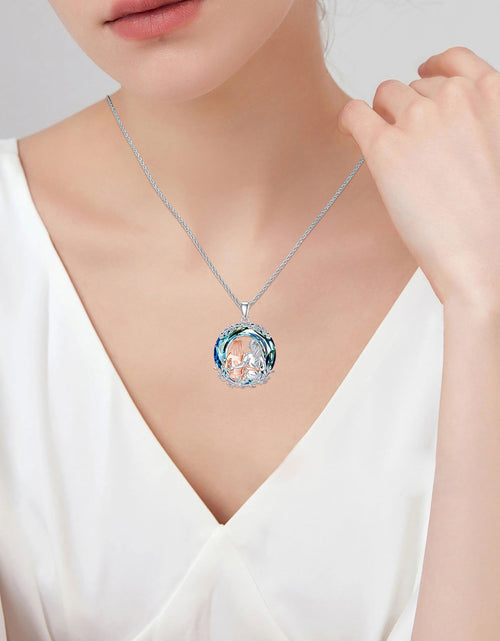 Load image into Gallery viewer, Christmas Gifts from Sisters 925 Sterling Silver Created Opal Always My Sister Forever My Friend Sister Necklace Jewelry Christmas Gifts
