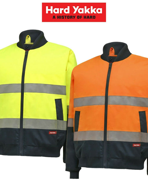 Load image into Gallery viewer, Bomber Jacket Taped Hi-Vis 2 Tone Work Quilted Waterproof Y06675 - Yellow &amp; Navy
