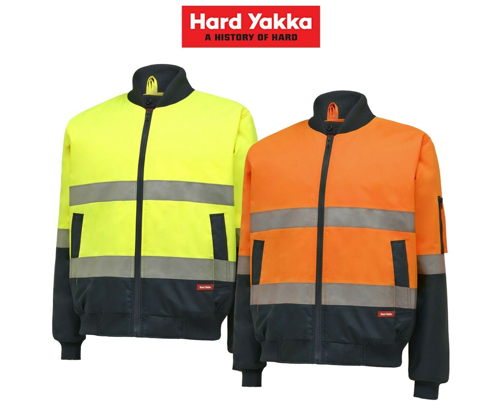 Bomber Jacket Taped Hi-Vis 2 Tone Work Quilted Waterproof Y06675 - Yellow & Navy