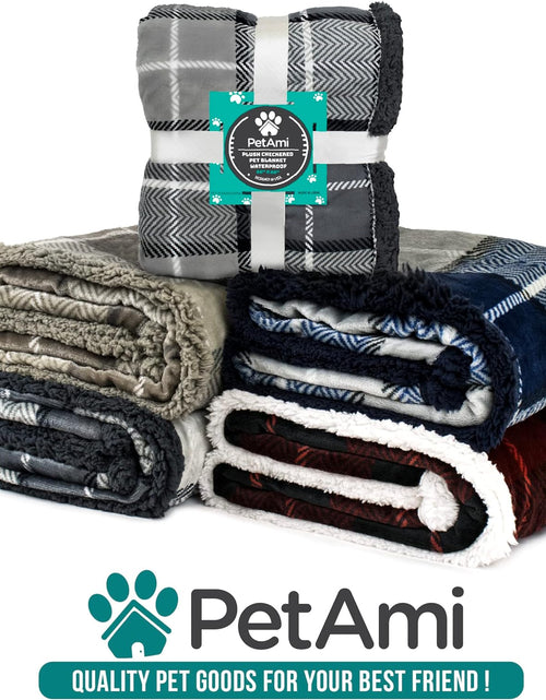 Load image into Gallery viewer, Waterproof Dog Blanket for Bed, Couch, Sofa | Waterproof Dog Bed Cover for Large Dogs, Puppies | Checkered Sherpa Fleece Pet Blanket Furniture Protector | Reversible | 80 X 60 (Taupe)
