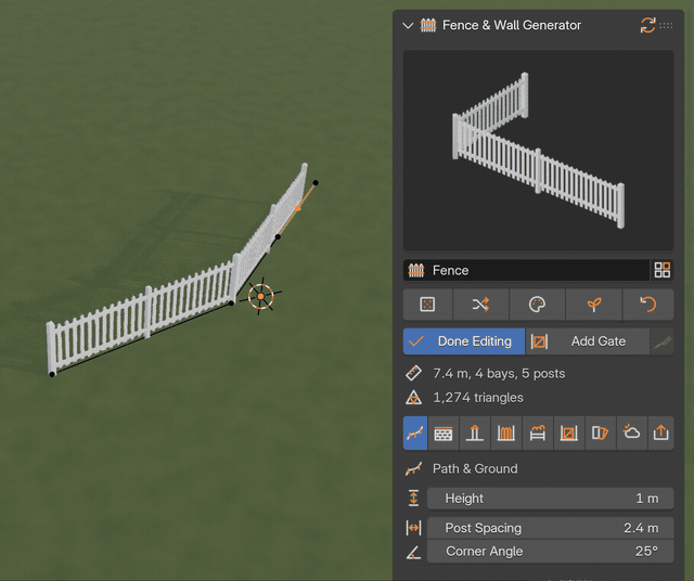 Edit the path, the fence follows