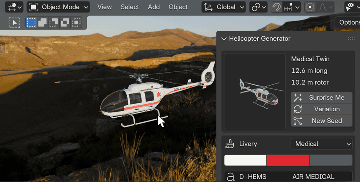 One click, a new helicopter