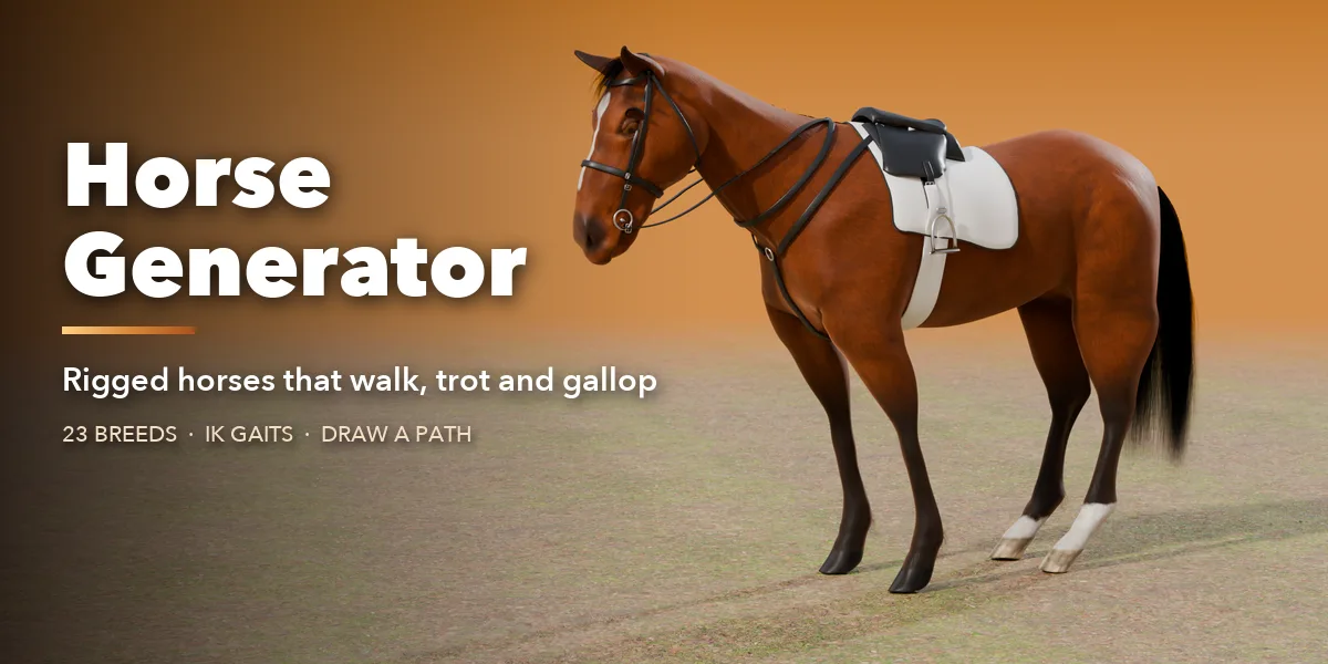Horse Generator – Rigged & Animated Horses for Blender