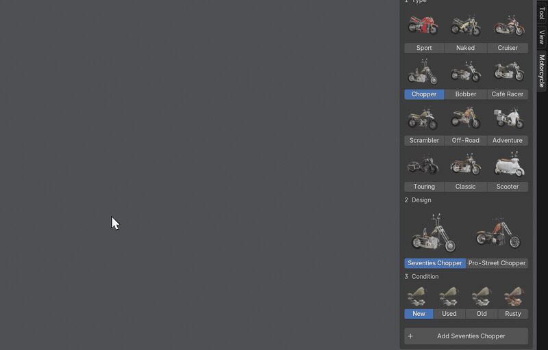 Type, design, condition, done