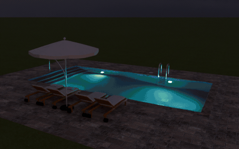 Lights and moving water